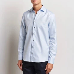 Blue Textured Twill Fitted Body Shirt W/ Contrast Details - Stenströms 13 Blue Textured Twill Fitted Body Shirt W/ Contrast Details - Stenströms -ETON Store 27483411r 3