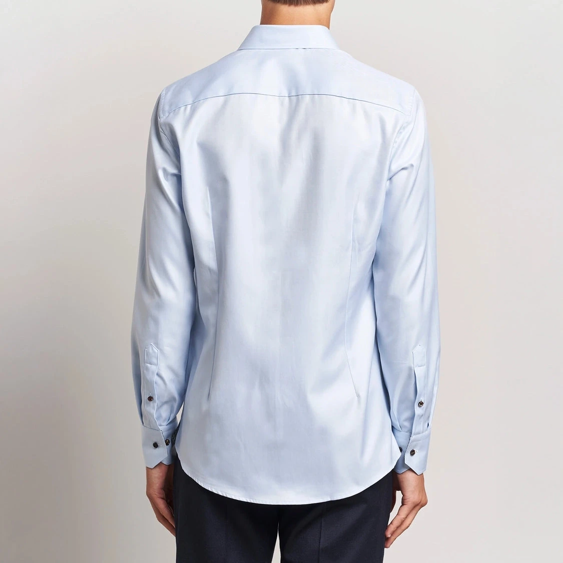 Blue Textured Twill Fitted Body Shirt W/ Contrast Details - Stenströms 8 Blue Textured Twill Fitted Body Shirt W/ Contrast Details - Stenströms - Image 6