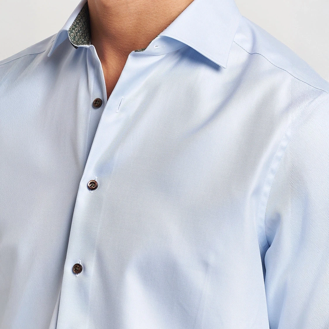Blue Textured Twill Fitted Body Shirt W/ Contrast Details - Stenströms 9 Blue Textured Twill Fitted Body Shirt W/ Contrast Details - Stenströms - Image 7