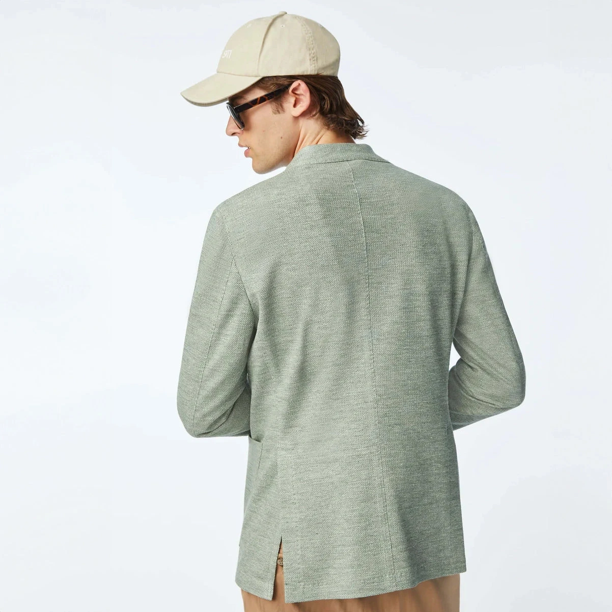 Pistachio Green Linen-Cotton Jersey Unconstructed Sport Jacket - L.B.M 1911 4 Pistachio Green Linen-Cotton Jersey Unconstructed Sport Jacket - L.B.M 1911 - Image 2