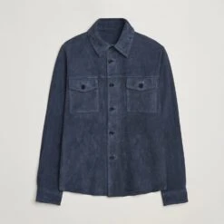 Navy Goat Suede Overshirt - Stenströms 14 Navy Goat Suede Overshirt - Stenströms -ETON Store 28129911r 1