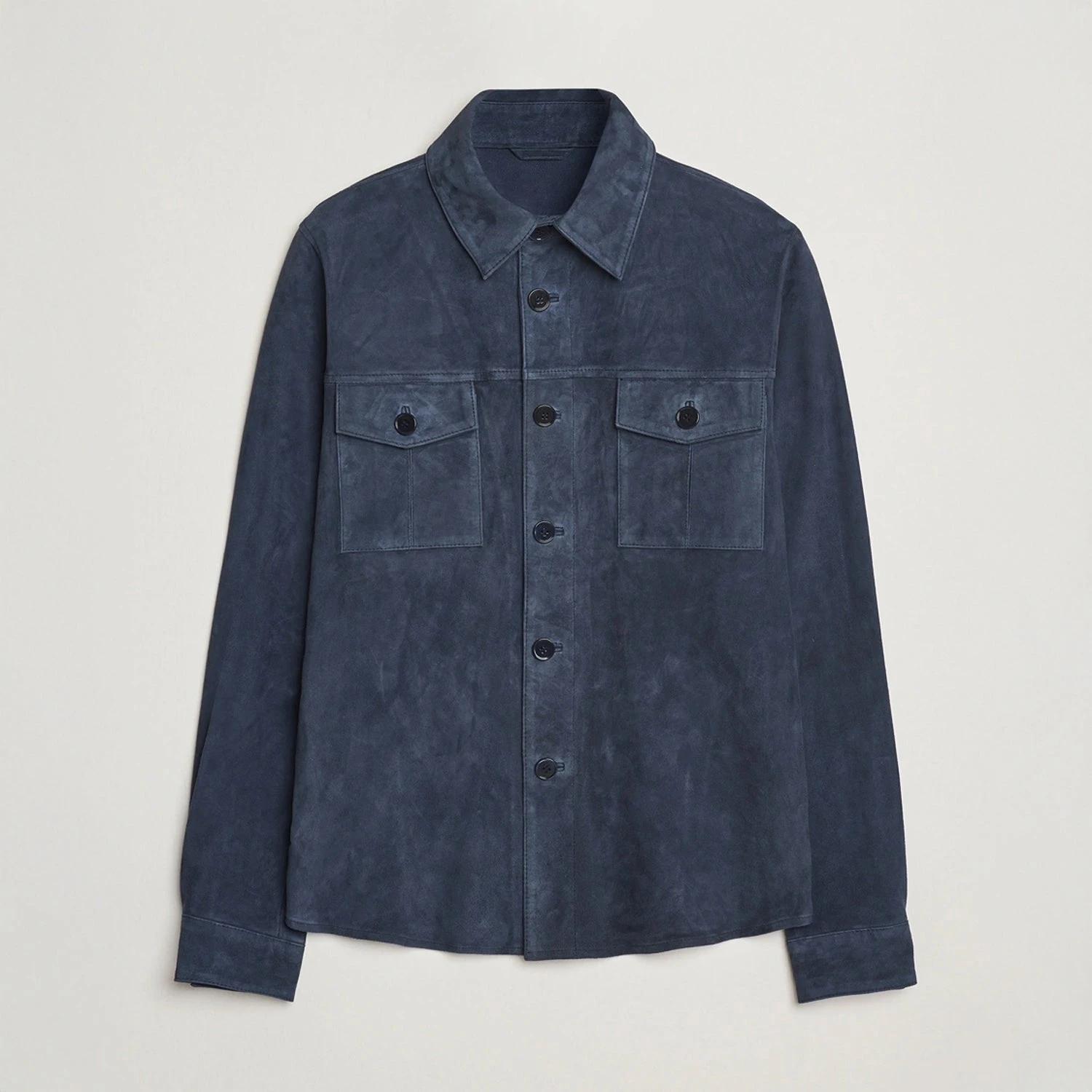 Navy Goat Suede Overshirt - Stenströms 5 Navy Goat Suede Overshirt - Stenströms - Image 3