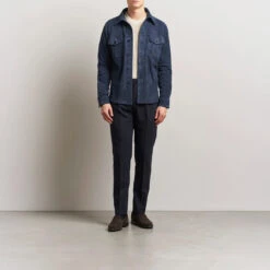 Navy Goat Suede Overshirt - Stenströms 13 Navy Goat Suede Overshirt - Stenströms -ETON Store 28129911r 2