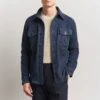 Navy Goat Suede Overshirt - Stenströms