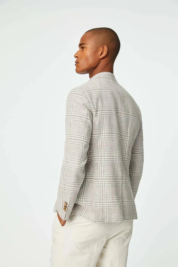 Gray Check Cotton Stretch Unconstructed Jacket - LBM 1911 5 Gray Check Cotton Stretch Unconstructed Jacket - LBM 1911 - Image 3
