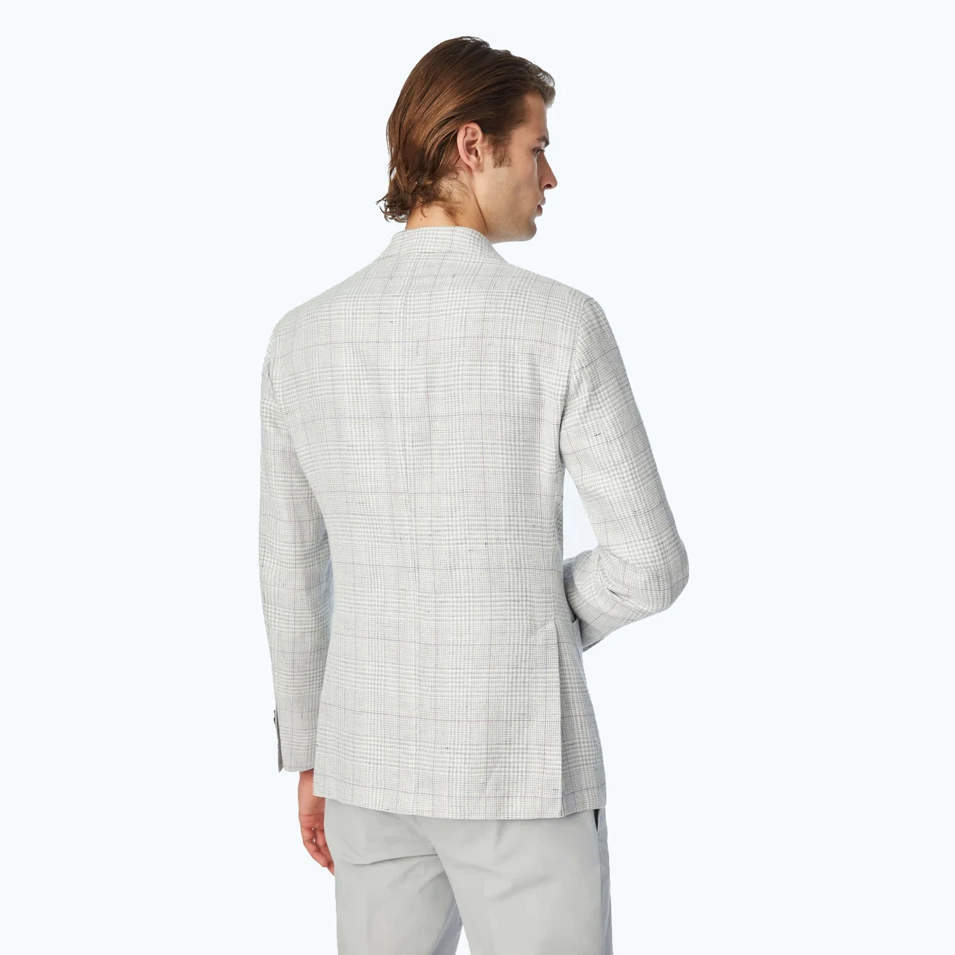 Light Gray Prince Of Wales Linen-Cotton Contemporary Fit Sport Jacket - L.B.M 1911 4 Light Gray Prince Of Wales Linen-Cotton Contemporary Fit Sport Jacket - L.B.M 1911 - Image 2