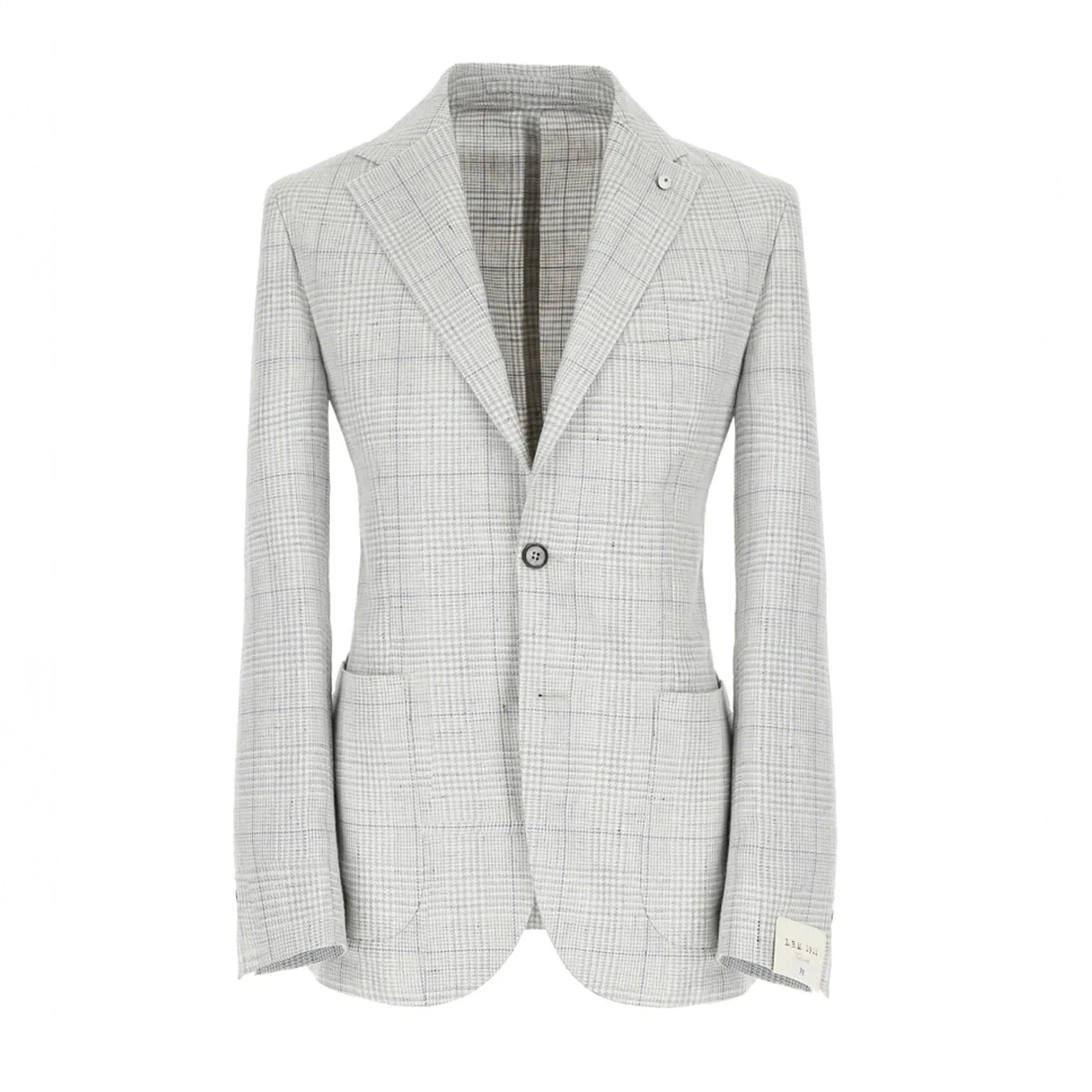 Light Gray Prince Of Wales Linen-Cotton Contemporary Fit Sport Jacket - L.B.M 1911 6 Light Gray Prince Of Wales Linen-Cotton Contemporary Fit Sport Jacket - L.B.M 1911 - Image 4