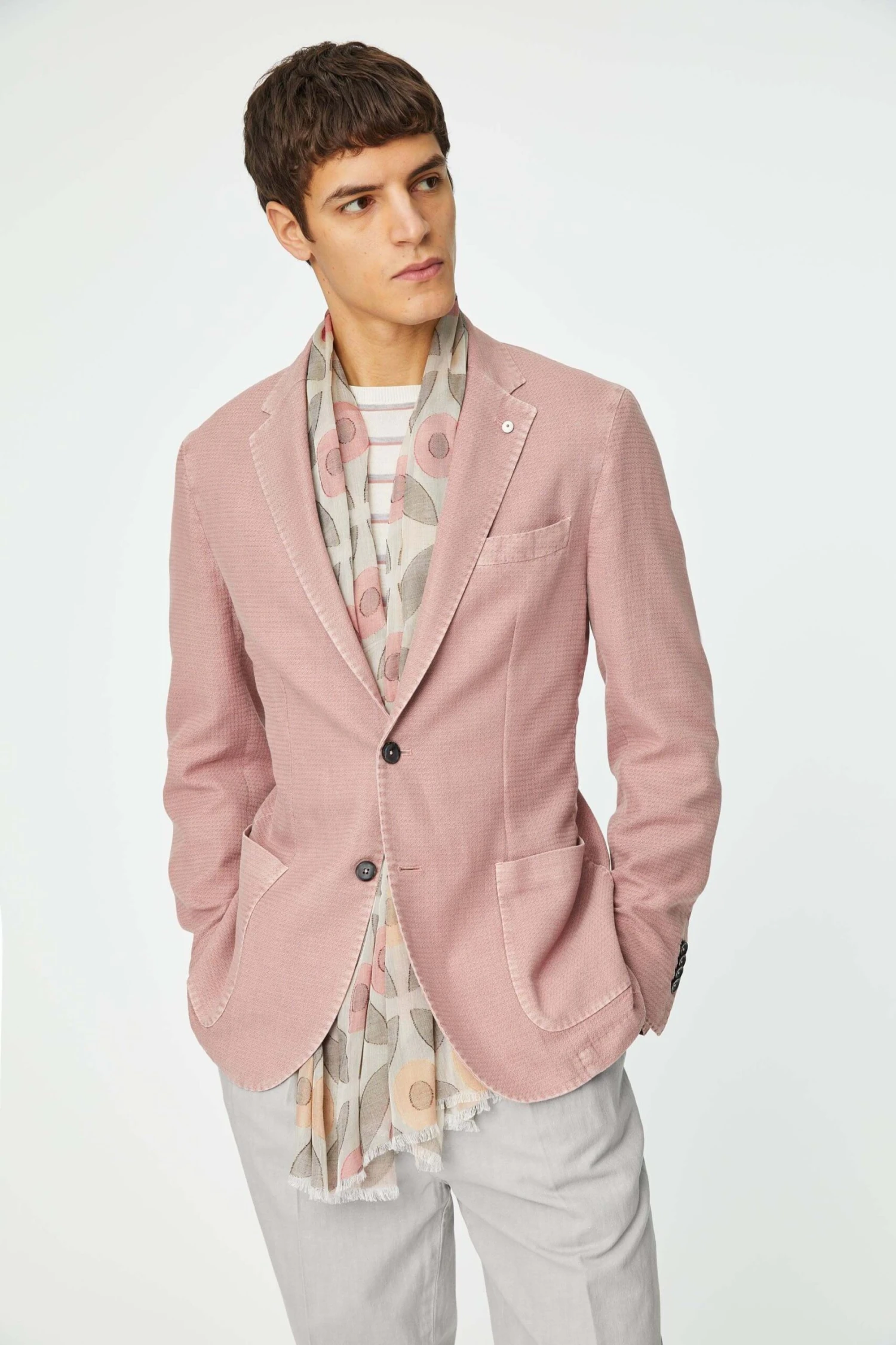 Dusty Pink Cotton Stretch Unconstructed Jacket - LBM 1911 3 Dusty Pink Cotton Stretch Unconstructed Jacket - LBM 1911