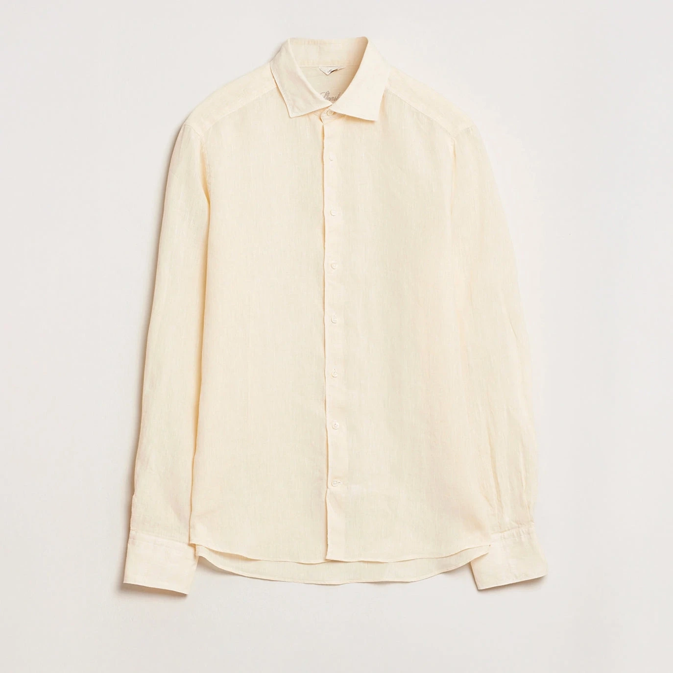 Butter Yellow Linen Casual Slimline Shirt - Stenströms 6 Butter Yellow Linen Casual Slimline Shirt - Stenströms - Image 4