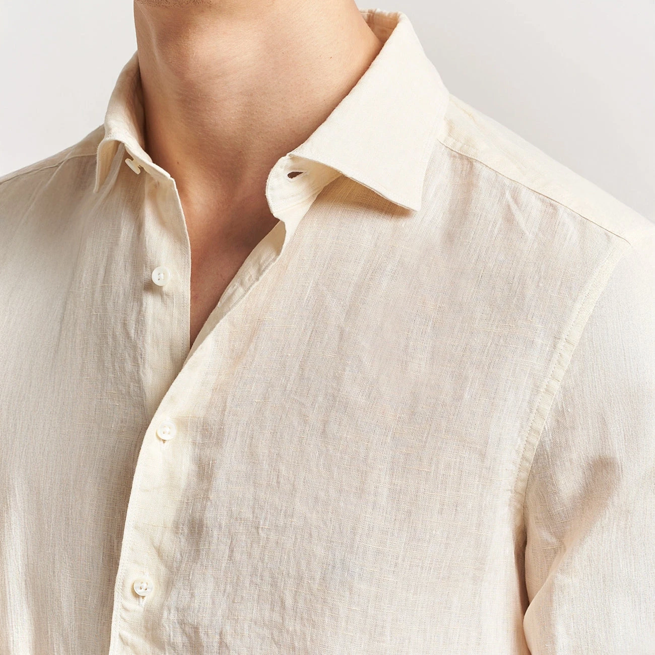 Butter Yellow Linen Casual Slimline Shirt - Stenströms 5 Butter Yellow Linen Casual Slimline Shirt - Stenströms - Image 3