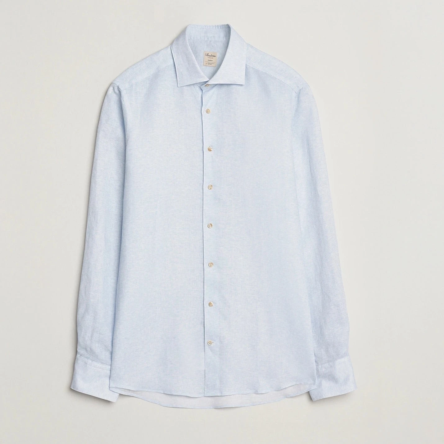 Light Blue Linen Lyocell Stretch Fitted Body Casual Shirt - Stenströms 7 Light Blue Linen Lyocell Stretch Fitted Body Casual Shirt - Stenströms - Image 5