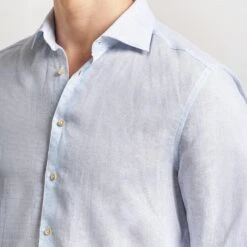 Light Blue Linen Lyocell Stretch Fitted Body Casual Shirt - Stenströms 19 Light Blue Linen Lyocell Stretch Fitted Body Casual Shirt - Stenströms -ETON Store 28623611r 5