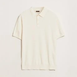 Offwhite Textured Cotton/Linen Polo Shirt - Stenströms 8 Offwhite Textured Cotton/Linen Polo Shirt - Stenströms -ETON Store 28626411r 1