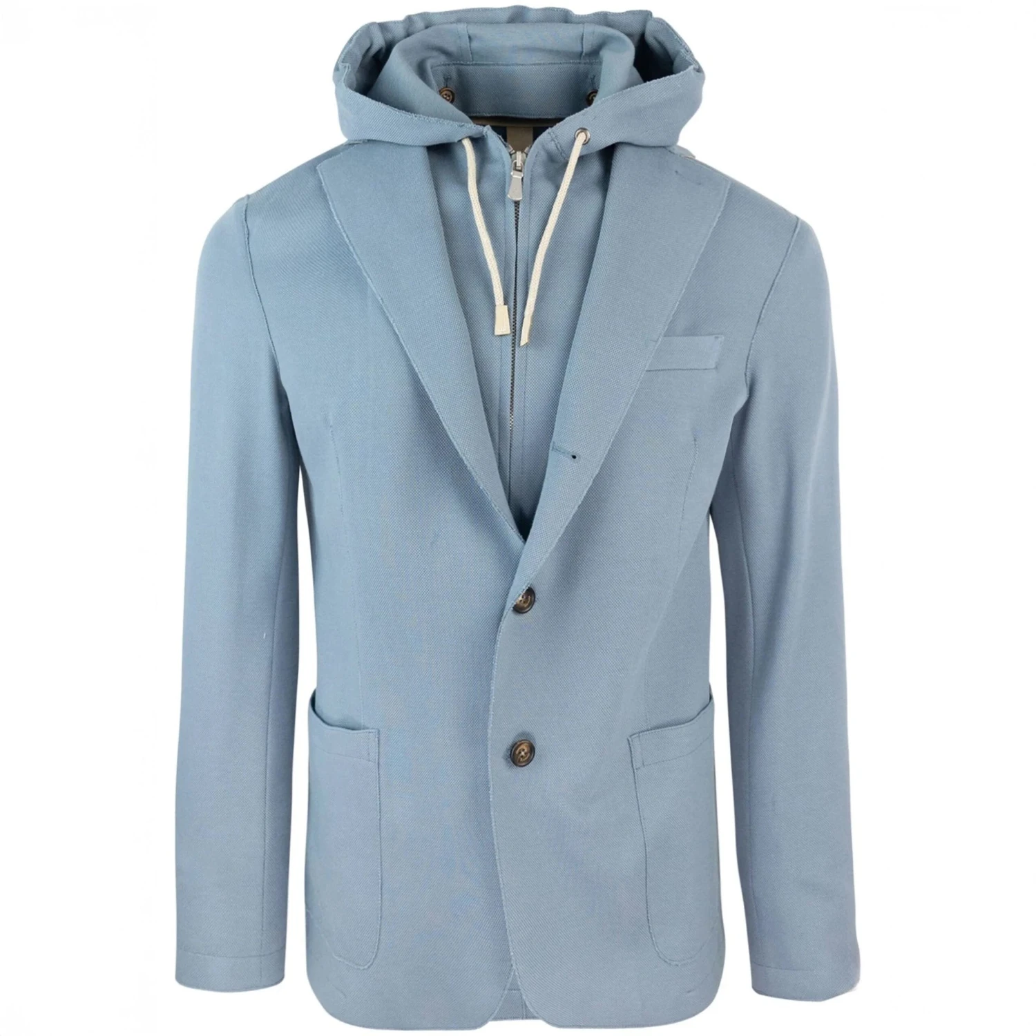 Laser Cut Denim Blue Cotton Hybrid Sport Jacket - ELEVENTY 5 Laser Cut Denim Blue Cotton Hybrid Sport Jacket - ELEVENTY - Image 3