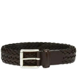 Brown Woven Leather Belt - Anderson's -ETON Store 31 05 2019 andersons wovenleatherbelt darkbrown a1097 pi178 m1 cw 1