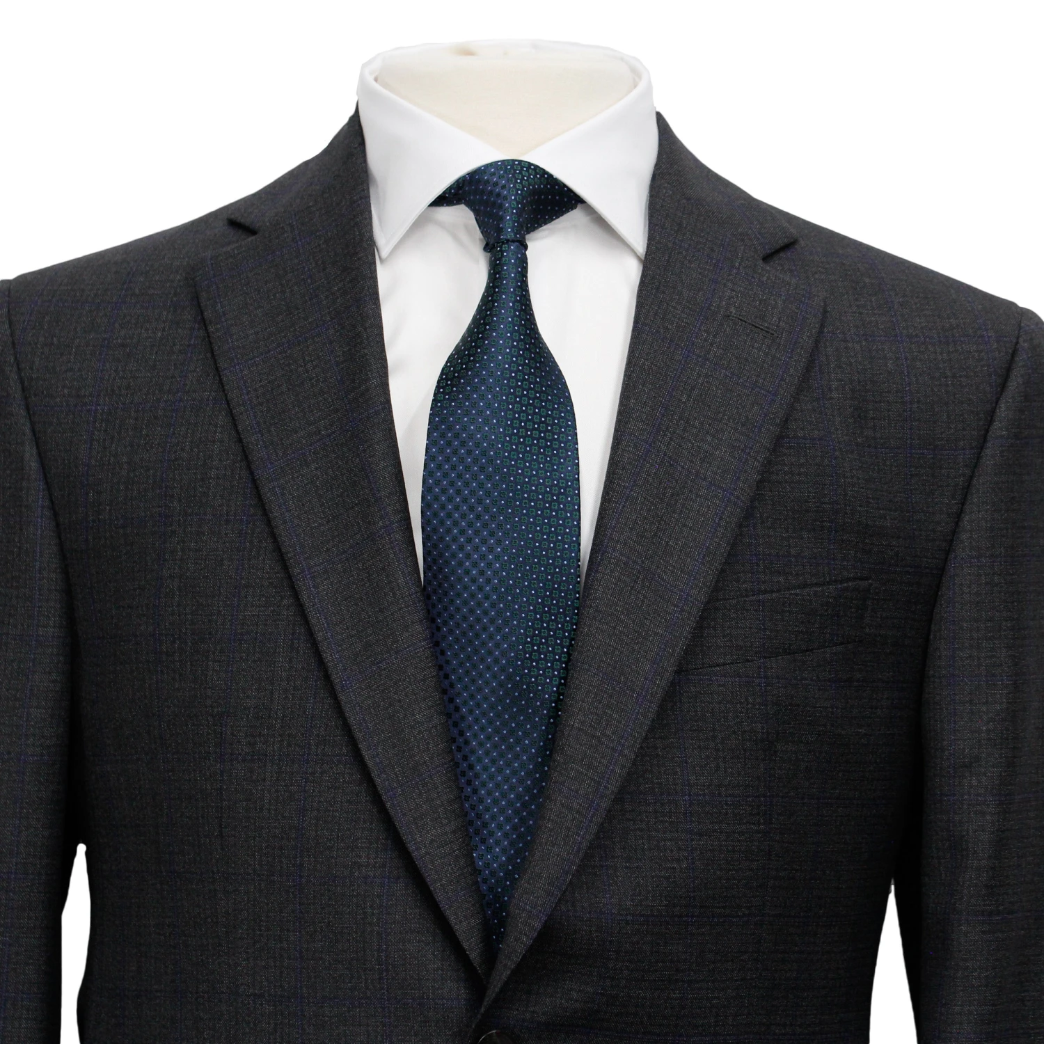 Gray And Blue Neat Check Esprit Modern Fit Suit - Jack Victor 5 Gray And Blue Neat Check Esprit Modern Fit Suit - Jack Victor - Image 3