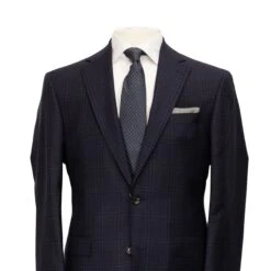 Dark Blue Tonal Check Urban Slim Fit Wool Suit - Jack Victor 9 Dark Blue Tonal Check Urban Slim Fit Wool Suit - Jack Victor -ETON Store 322116 1