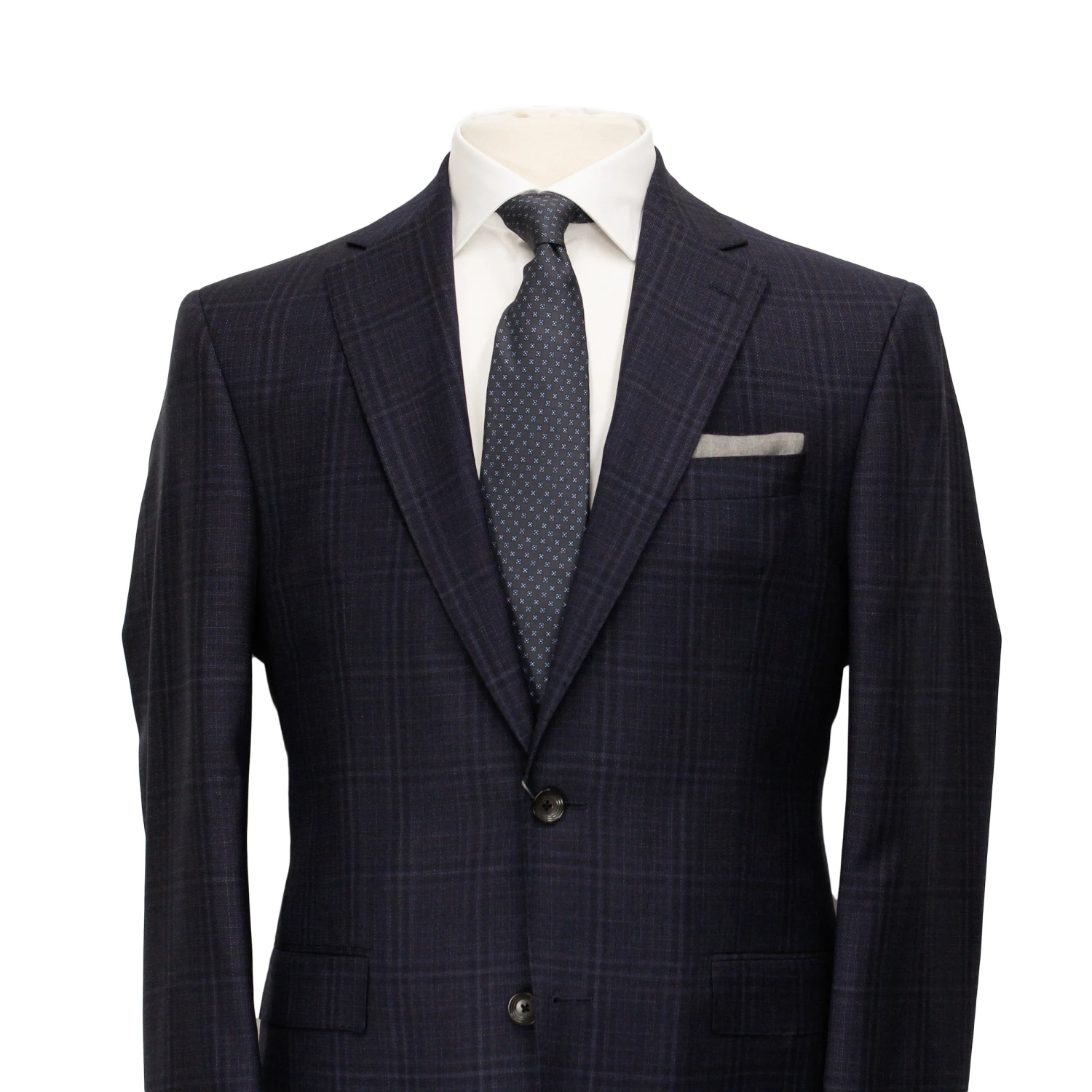 Dark Blue Tonal Check Urban Slim Fit Wool Suit - Jack Victor 5 Dark Blue Tonal Check Urban Slim Fit Wool Suit - Jack Victor - Image 3