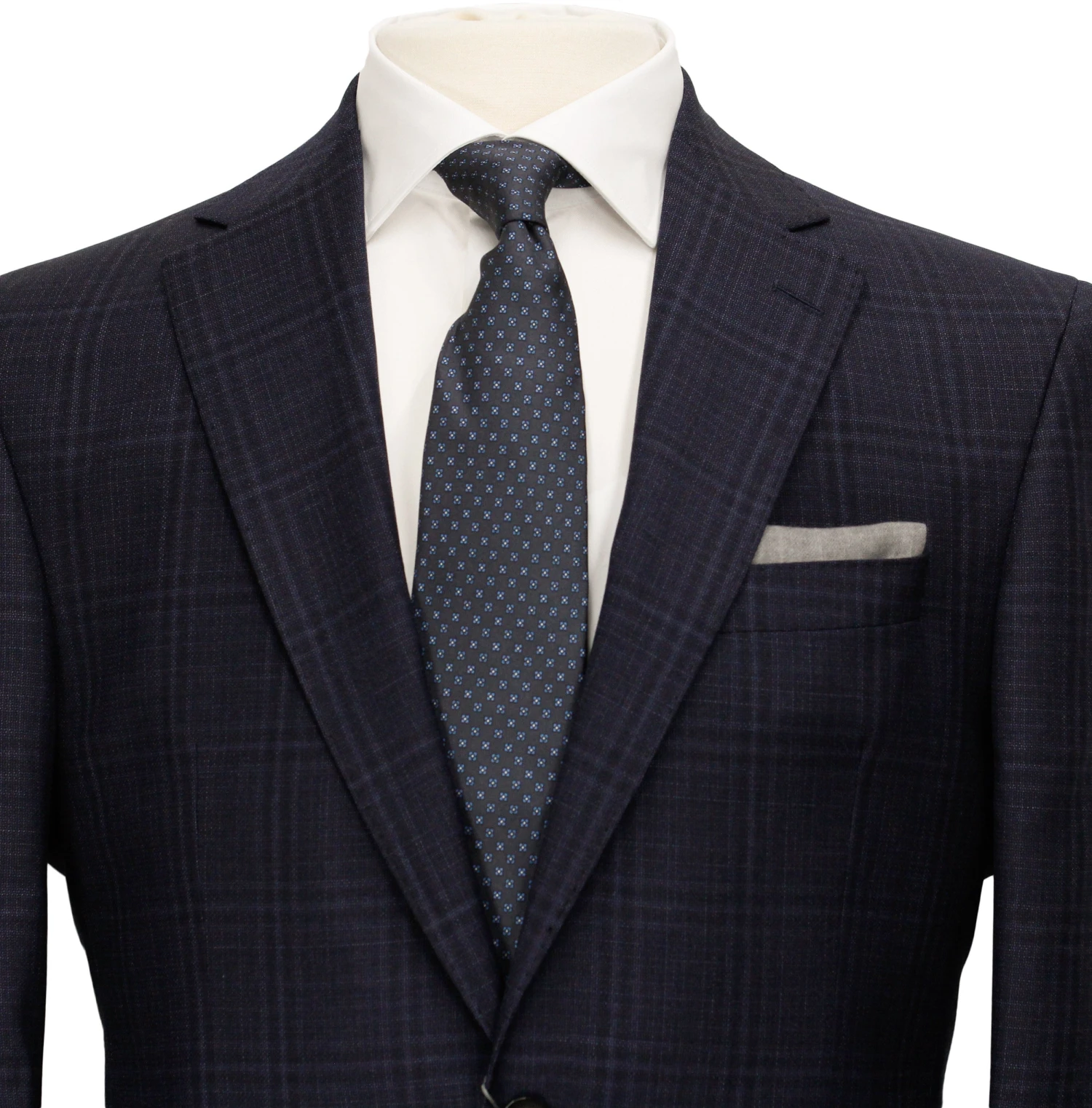 Dark Blue Tonal Check Urban Slim Fit Wool Suit - Jack Victor 6 Dark Blue Tonal Check Urban Slim Fit Wool Suit - Jack Victor - Image 4