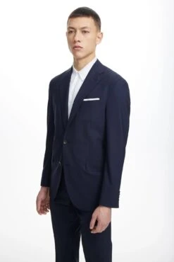 Navy Blue Dean Contemporary Fit Wool Stretch Suit - Jack Victor