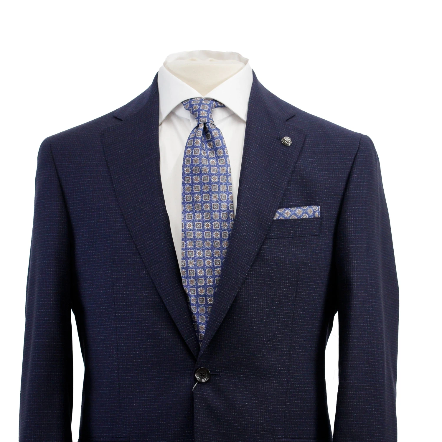 Navy Micro-Check Esprit Modern Fit Lyocell-Wool Suit - Jack Victor 4 Navy Micro-Check Esprit Modern Fit Lyocell-Wool Suit - Jack Victor - Image 2