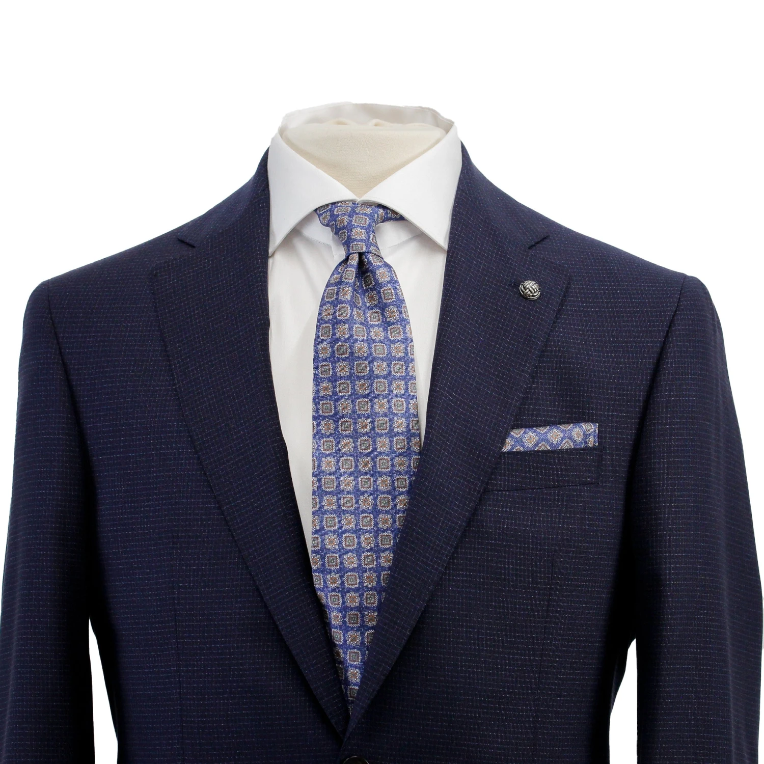 Navy Micro-Check Esprit Modern Fit Lyocell-Wool Suit - Jack Victor 5 Navy Micro-Check Esprit Modern Fit Lyocell-Wool Suit - Jack Victor - Image 3