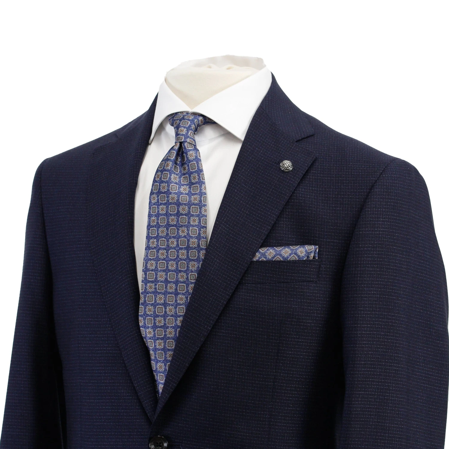 Navy Micro-Check Esprit Modern Fit Lyocell-Wool Suit - Jack Victor 6 Navy Micro-Check Esprit Modern Fit Lyocell-Wool Suit - Jack Victor - Image 4