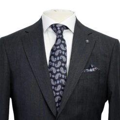 Dark Gray Striped Esprit Modern Fit Wool Suit - Jack Victor 9 Dark Gray Striped Esprit Modern Fit Wool Suit - Jack Victor -ETON Store 3232415 Jack Victor 3
