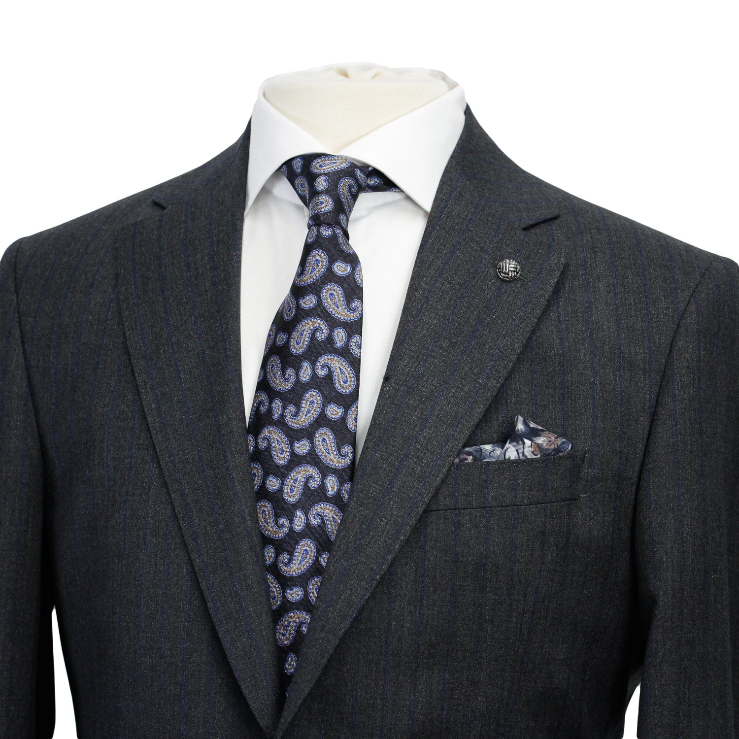 Dark Gray Striped Esprit Modern Fit Wool Suit - Jack Victor 6 Dark Gray Striped Esprit Modern Fit Wool Suit - Jack Victor - Image 4