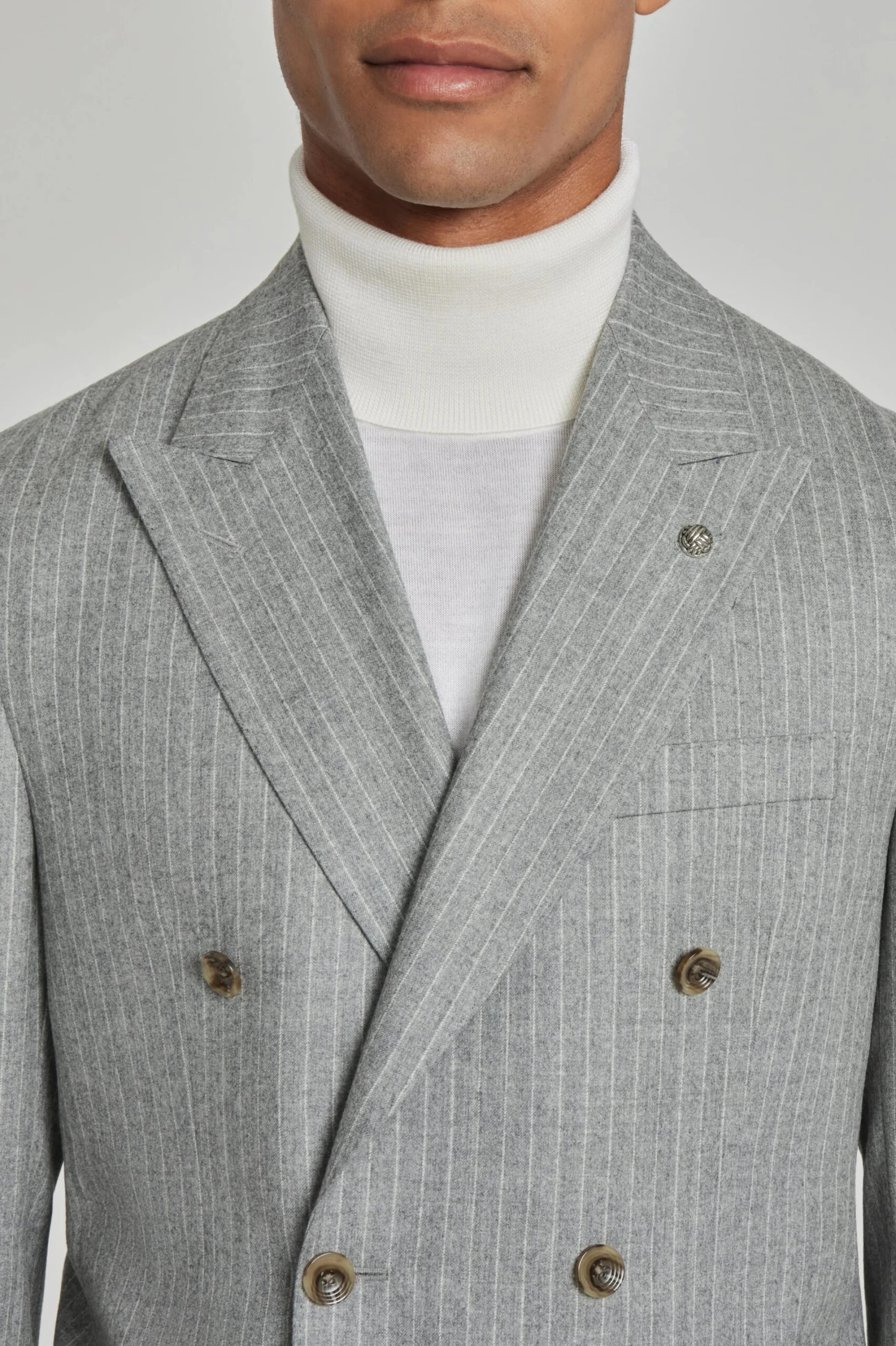Gray Striped Double Breasted Martin Contemporary Fit Wool Suit - Jack Victor 5 Gray Striped Double Breasted Martin Contemporary Fit Wool Suit - Jack Victor - Image 3