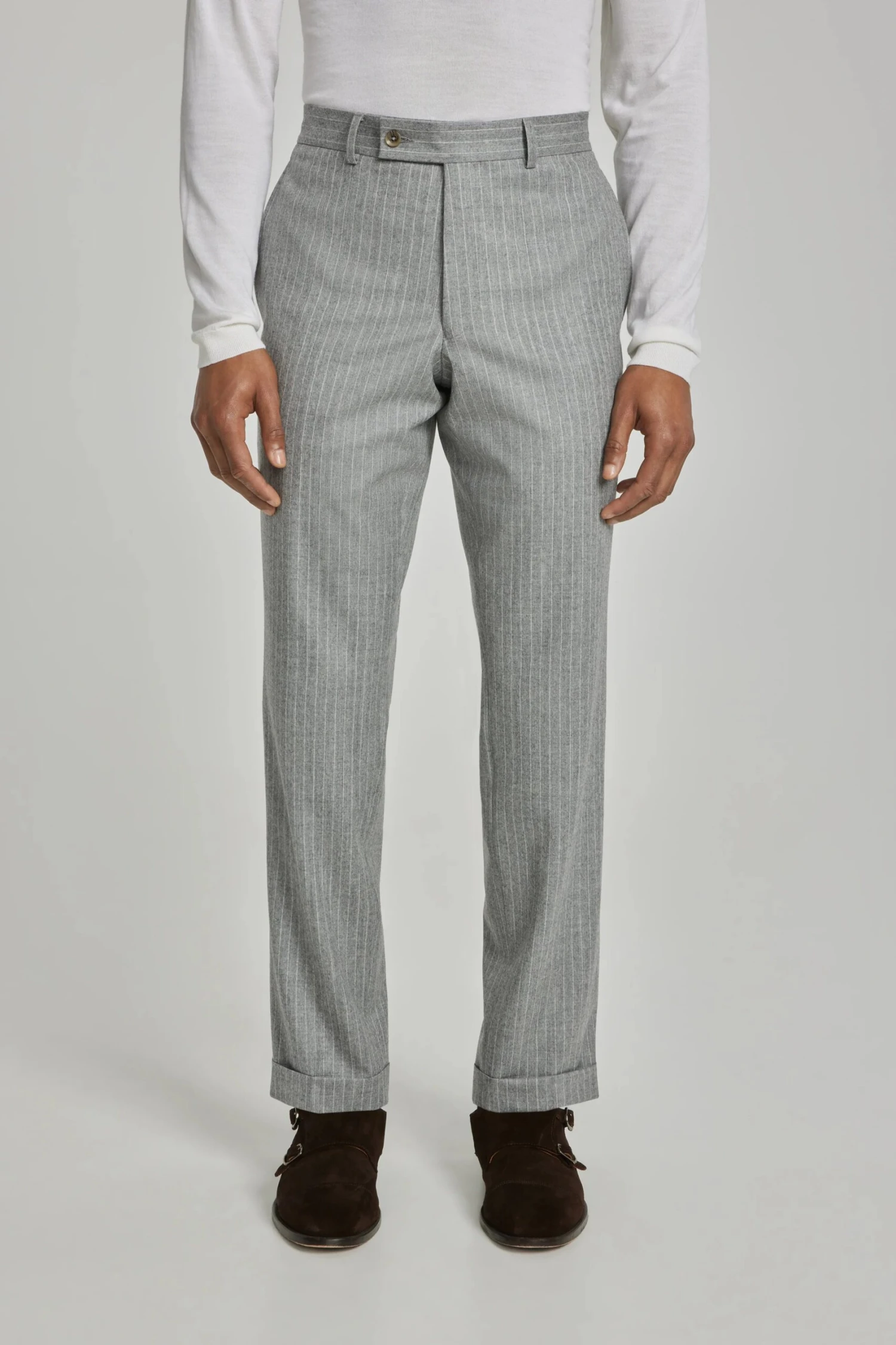 Gray Striped Double Breasted Martin Contemporary Fit Wool Suit - Jack Victor 6 Gray Striped Double Breasted Martin Contemporary Fit Wool Suit - Jack Victor - Image 4