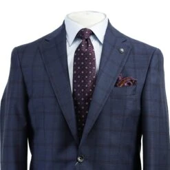 Blue Windowpane Check Esprit Modern Fit Wool Suit - Jack Victor 11 Blue Windowpane Check Esprit Modern Fit Wool Suit - Jack Victor -ETON Store 3232462 ESPRIT 3