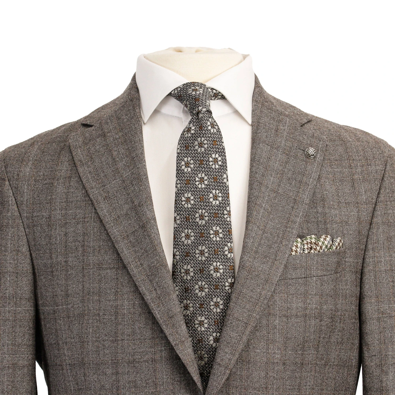 Gray And Beige Check Midland Contemporary Fit Wool Suit - Jack Victor 5 Gray And Beige Check Midland Contemporary Fit Wool Suit - Jack Victor - Image 3