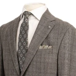 Gray And Beige Check Midland Contemporary Fit Wool Suit - Jack Victor 9 Gray And Beige Check Midland Contemporary Fit Wool Suit - Jack Victor -ETON Store 3232613 MIDLAND 5