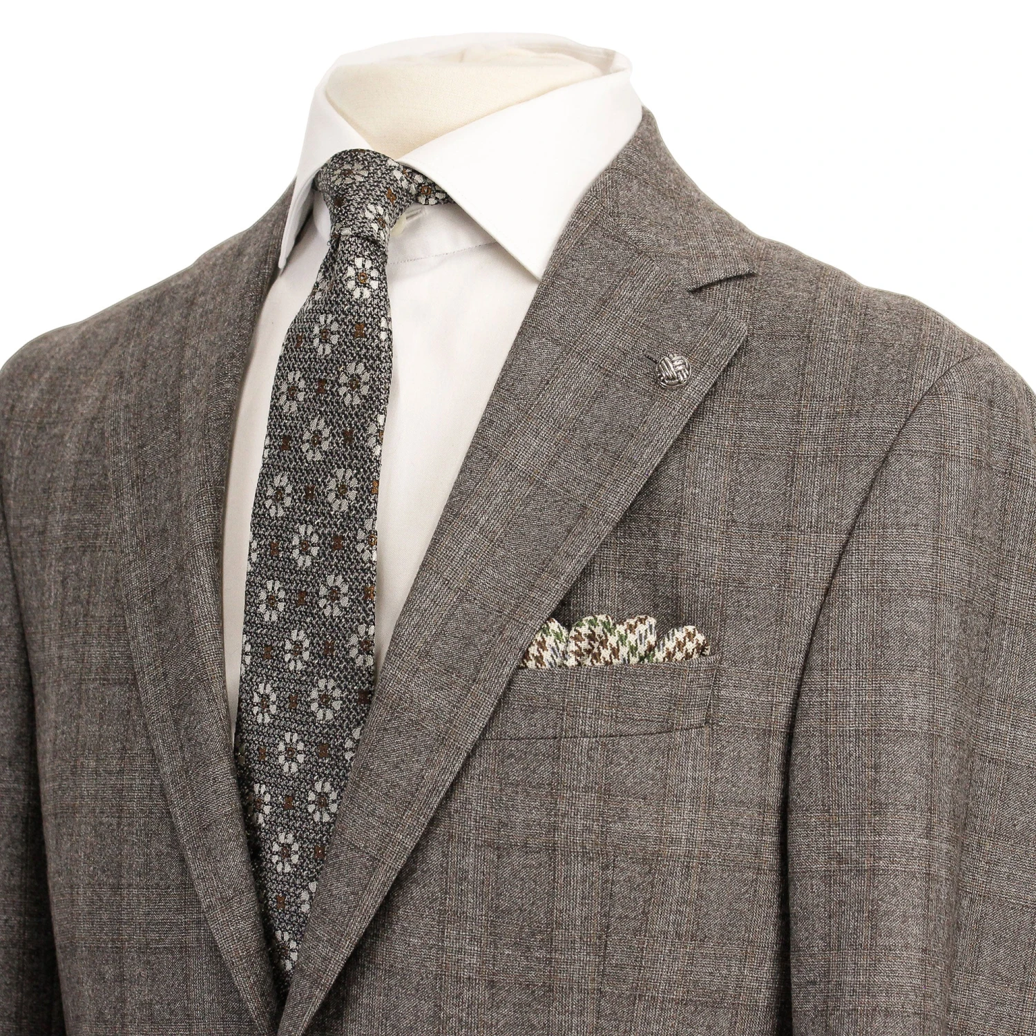 Gray And Beige Check Midland Contemporary Fit Wool Suit - Jack Victor 4 Gray And Beige Check Midland Contemporary Fit Wool Suit - Jack Victor - Image 2