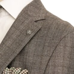 Gray And Beige Check Midland Contemporary Fit Wool Suit - Jack Victor 13 Gray And Beige Check Midland Contemporary Fit Wool Suit - Jack Victor -ETON Store 3232613 MIDLAND 6
