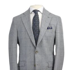 Light Gray And Blue Windowpane Check Montana Contemporary Fit Wool Suit - Jack Victor 10 Light Gray And Blue Windowpane Check Montana Contemporary Fit Wool Suit - Jack Victor -ETON Store 3232616 MONTANA 2