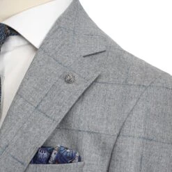 Light Gray And Blue Windowpane Check Montana Contemporary Fit Wool Suit - Jack Victor 13 Light Gray And Blue Windowpane Check Montana Contemporary Fit Wool Suit - Jack Victor -ETON Store 3232616 MONTANA 6