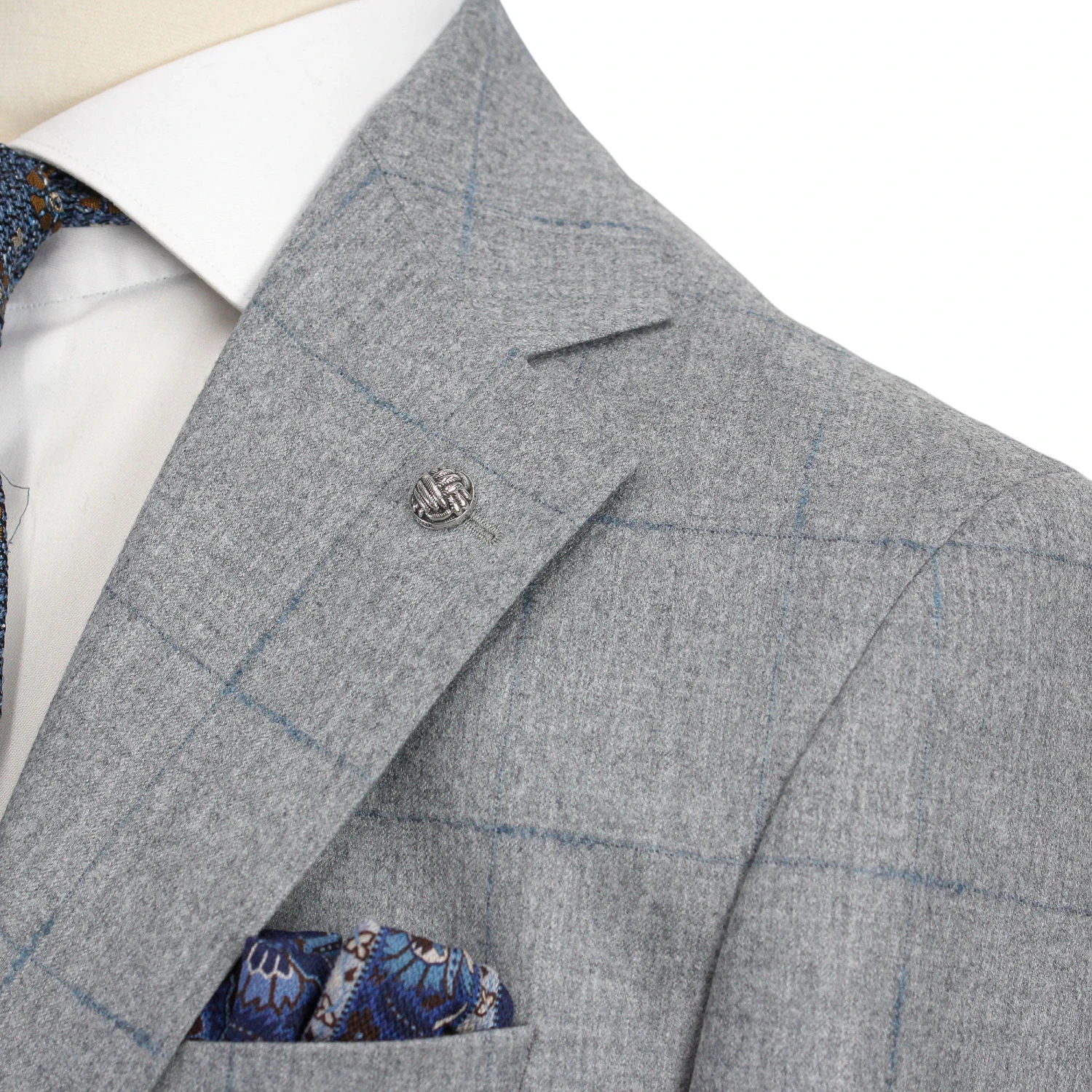Light Gray And Blue Windowpane Check Montana Contemporary Fit Wool Suit - Jack Victor 8 Light Gray And Blue Windowpane Check Montana Contemporary Fit Wool Suit - Jack Victor - Image 6