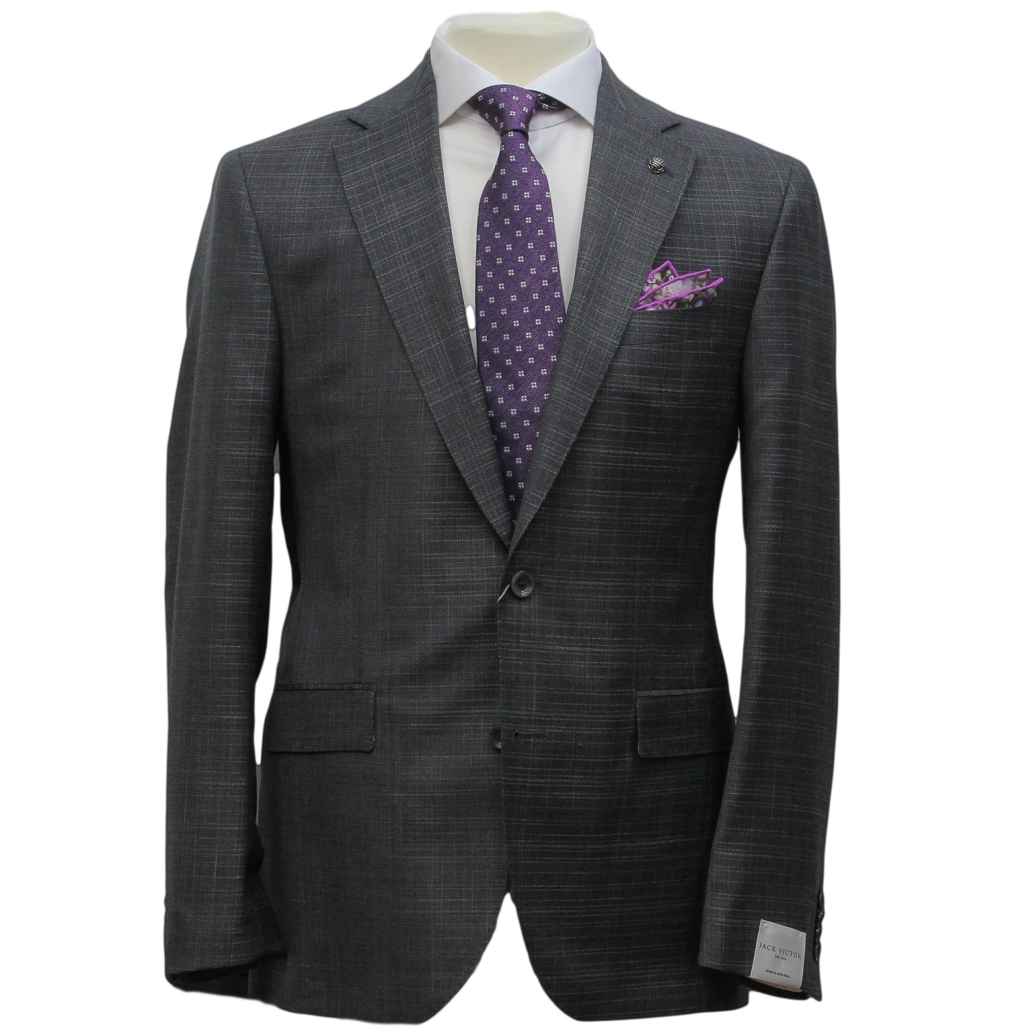 Dark Gray Neat Esprit Modern Fit Super 110s Wool Suit - Jack Victor 3 Dark Gray Neat Esprit Modern Fit Super 110s Wool Suit - Jack Victor