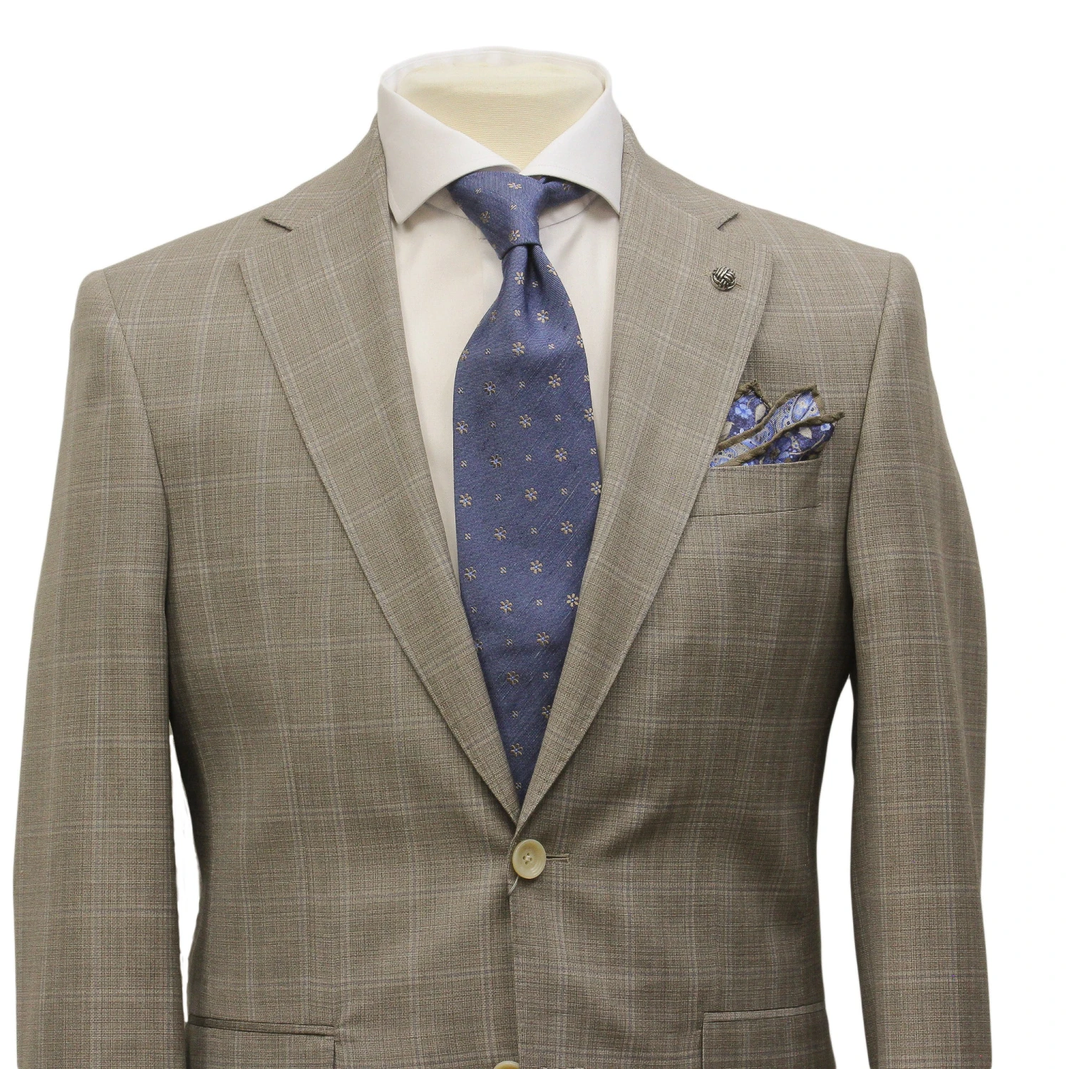 Taupe Windowpane Check Esprit Modern Fit Super 130s Wool Suit - Jack Victor 5 Taupe Windowpane Check Esprit Modern Fit Super 130s Wool Suit - Jack Victor - Image 3