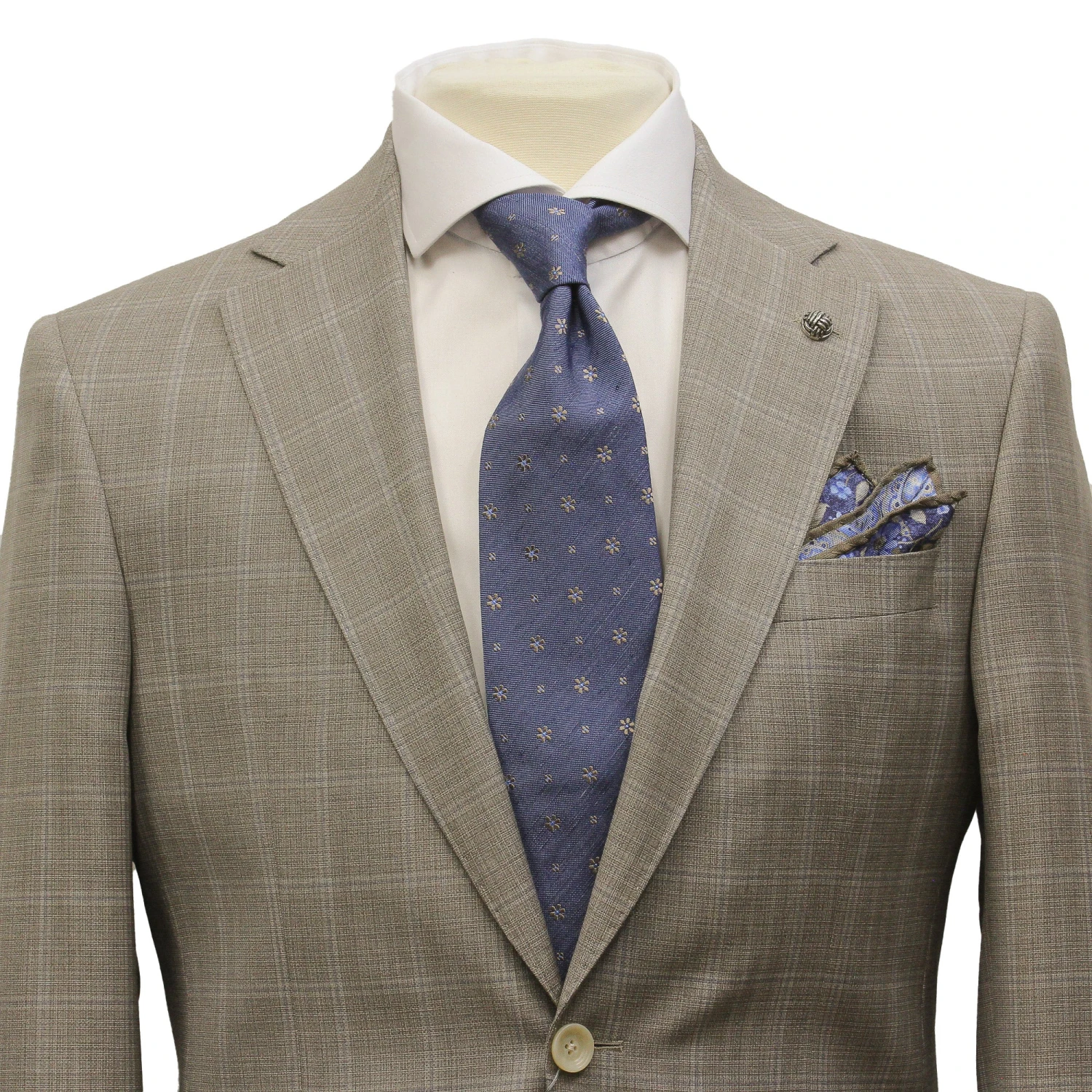 Taupe Windowpane Check Esprit Modern Fit Super 130s Wool Suit - Jack Victor 6 Taupe Windowpane Check Esprit Modern Fit Super 130s Wool Suit - Jack Victor - Image 4