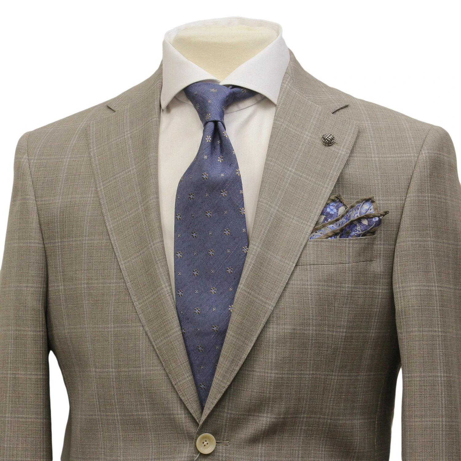 Taupe Windowpane Check Esprit Modern Fit Super 130s Wool Suit - Jack Victor 4 Taupe Windowpane Check Esprit Modern Fit Super 130s Wool Suit - Jack Victor - Image 2