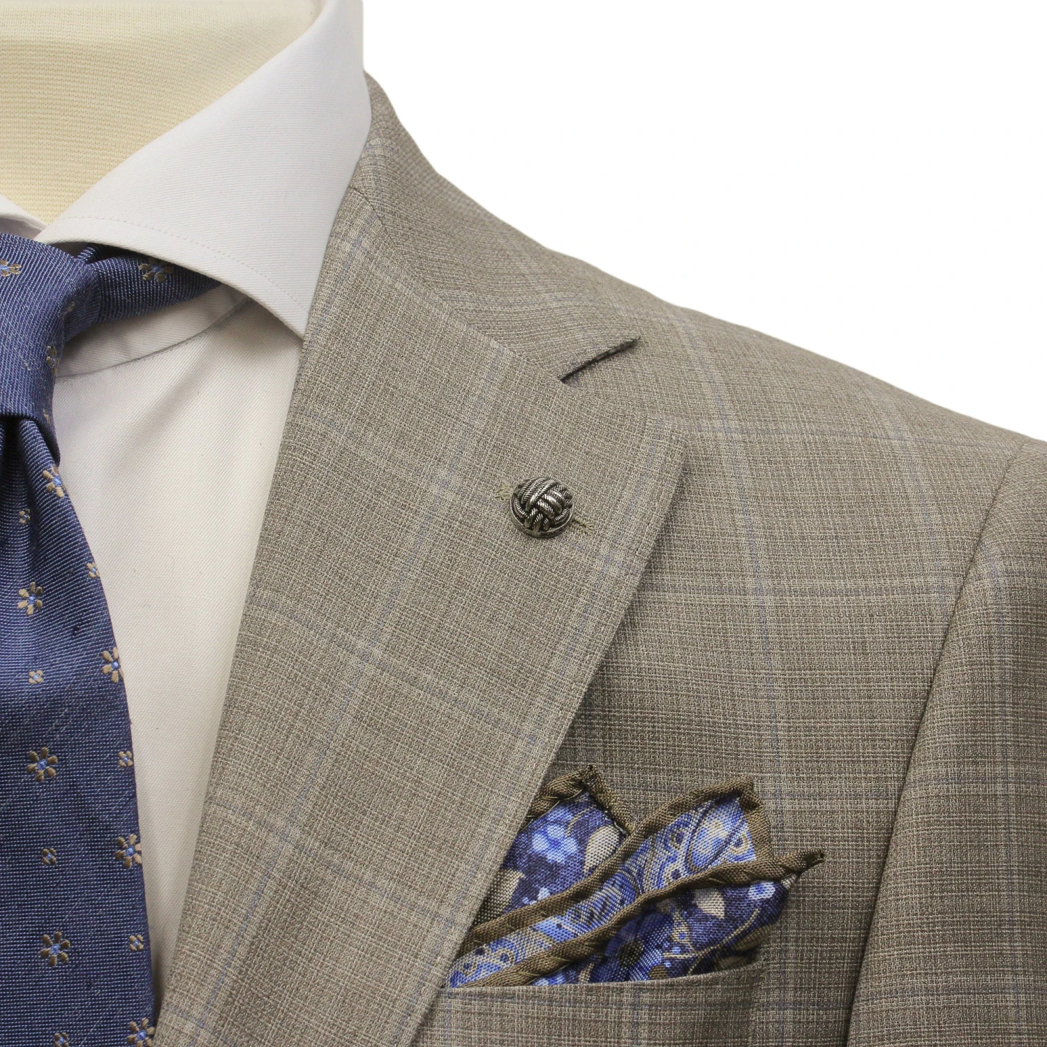 Taupe Windowpane Check Esprit Modern Fit Super 130s Wool Suit - Jack Victor 7 Taupe Windowpane Check Esprit Modern Fit Super 130s Wool Suit - Jack Victor - Image 5