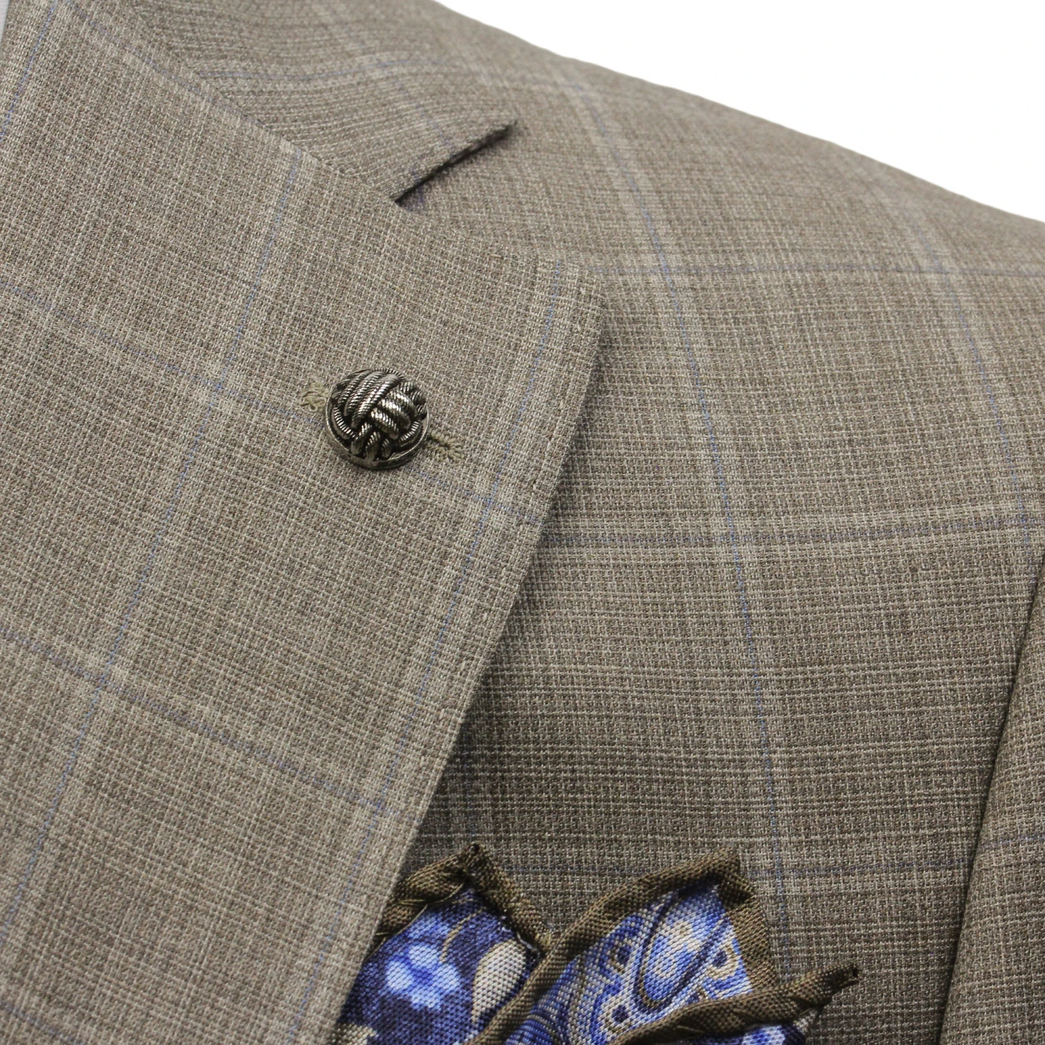Taupe Windowpane Check Esprit Modern Fit Super 130s Wool Suit - Jack Victor 8 Taupe Windowpane Check Esprit Modern Fit Super 130s Wool Suit - Jack Victor - Image 6