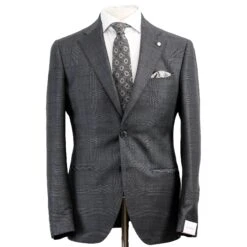 Charcoal Windowpane Wool Contemporary Fit Suit - Luigi Bianchi