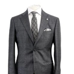 Charcoal Windowpane Wool Contemporary Fit Suit - Luigi Bianchi 10 Charcoal Windowpane Wool Contemporary Fit Suit - Luigi Bianchi -ETON Store 33580 01 MANTUA 2