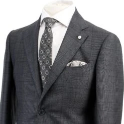 Charcoal Windowpane Wool Contemporary Fit Suit - Luigi Bianchi 12 Charcoal Windowpane Wool Contemporary Fit Suit - Luigi Bianchi -ETON Store 33580 01 MANTUA 4