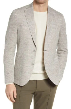 Oatmeal Mouliné Hampton Contemporary Fit Linen Knit Sport Jacket - Jack Victor