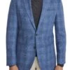 Mid-Blue Check Wool-Linen Hampton Contemporary Fit Sport Jacket - Jack Victor